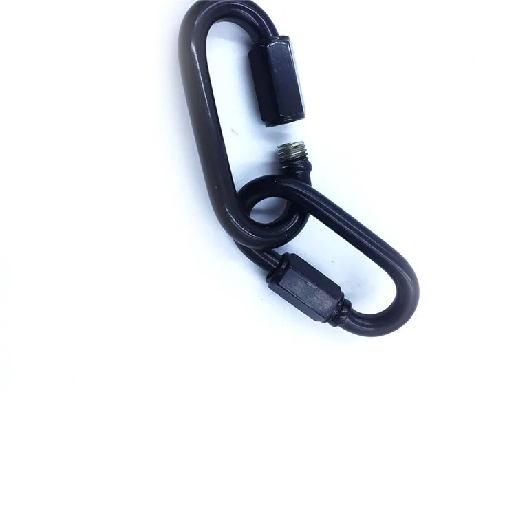 BT-QL1-1 Retail Industry 7mm Electrolytic Black Strongest Oval Carabiner Straight Snap Hook For Camping Quick Link