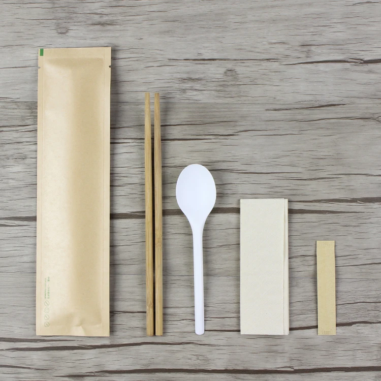 Disposable Dinnerware cornstarch cutlery packing biodegradable spoon bamboo chopstick toothpick and napkin