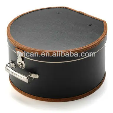 round paper cardboard hats box with handle cover leather