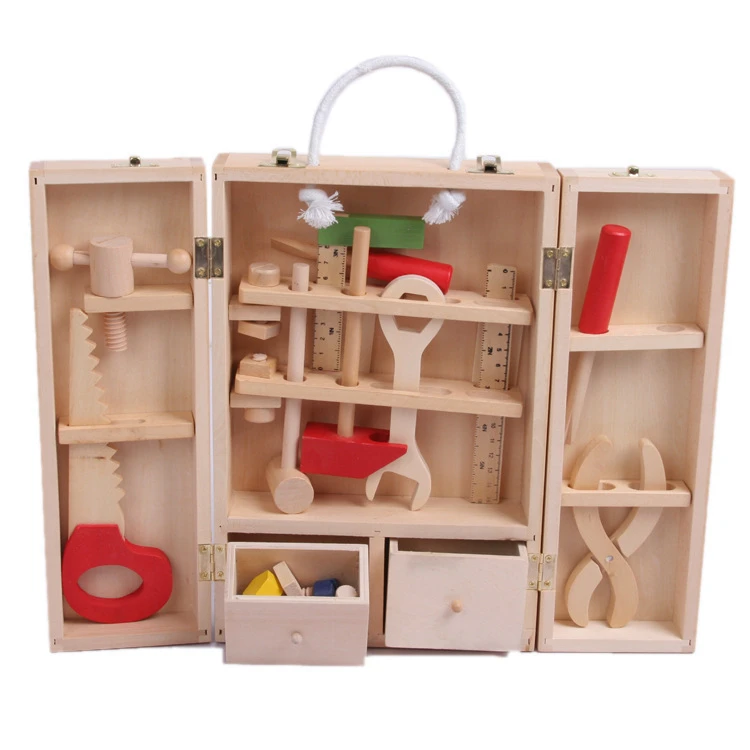
Wooden tool box for boys play house toy box funny preschool toy 
