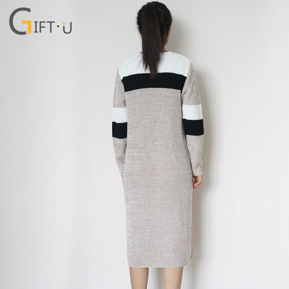 
Giftu 86102# Hot Selling Long Loose Pullover Wool Sweater Woman 