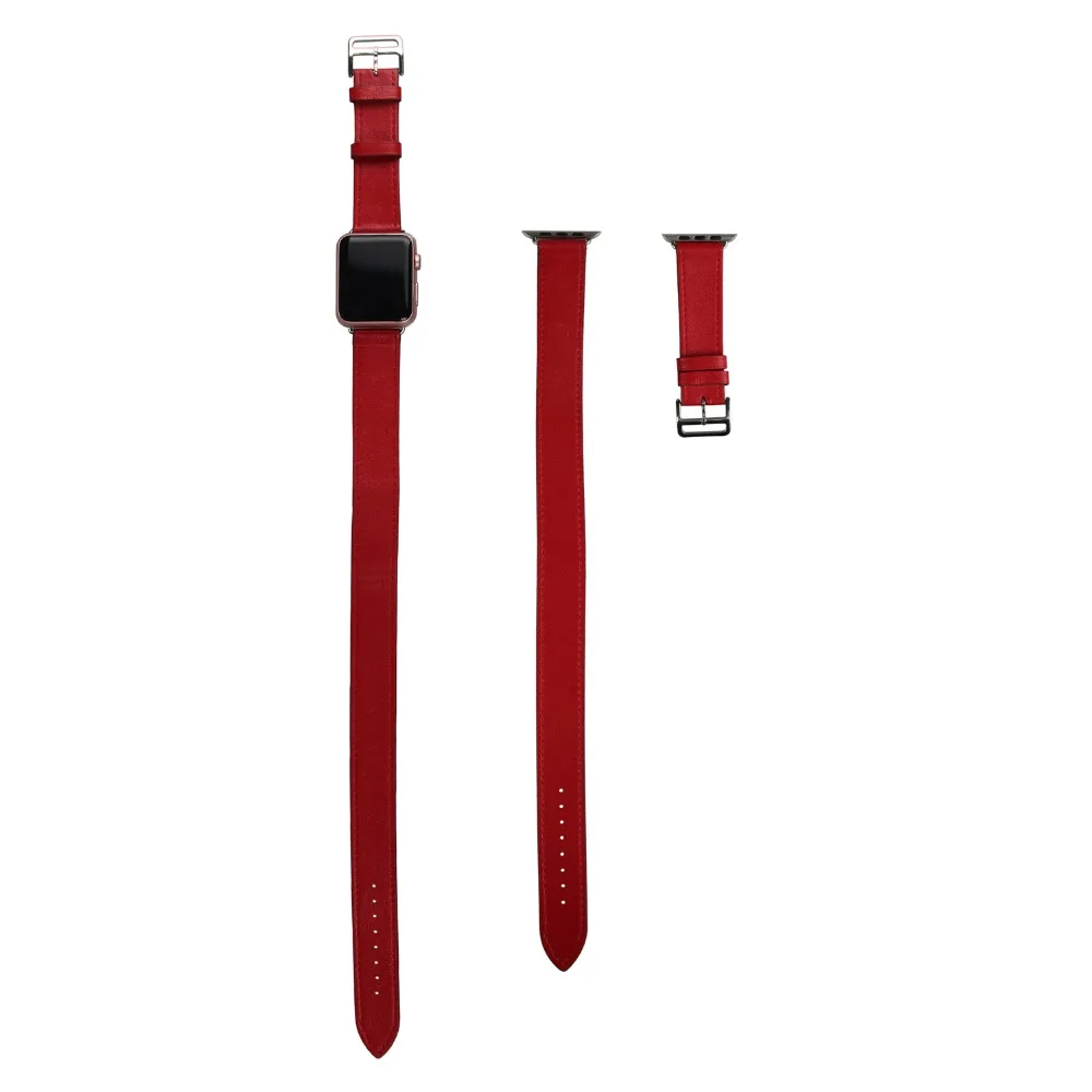 luxury smart watch accessory replacement, soft leather double wrap replacement band for apple watch