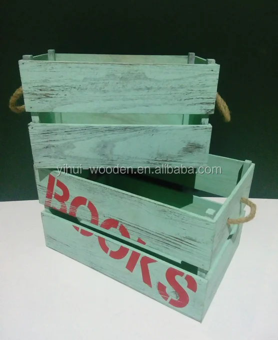 wooden books crates,printed wooden crate for book,book storage wood crates