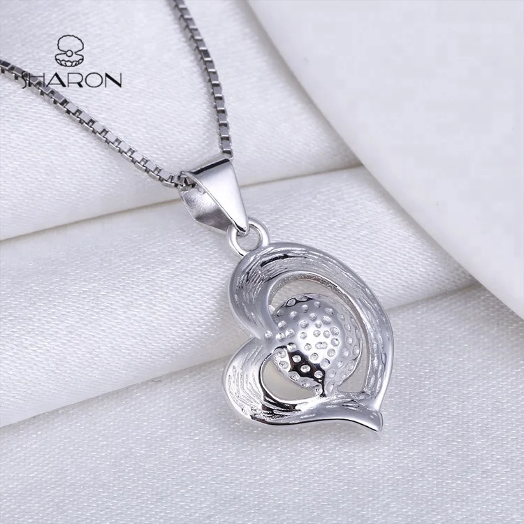 Fashion Bridal Heart 925 Sterling Silver Women Natural Freshwater Pearl Set For Jewelry