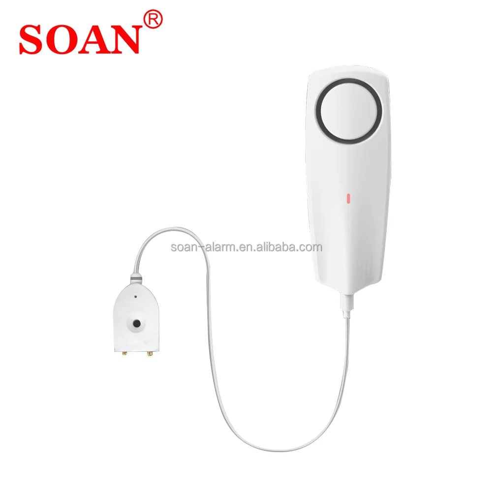 Battery Operated Water Leak Sensor Alarm Flood Detector with Built-in Siren and Rechargeable Battery