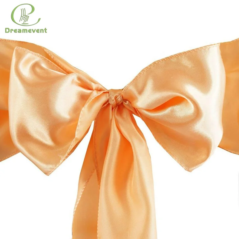 Colorful Satin Burgundy Banquet Chair Bow Sash Cover Fit The Chair Custom for Dining 6302539090 Dreamevent Plain Dyed DE-BC14