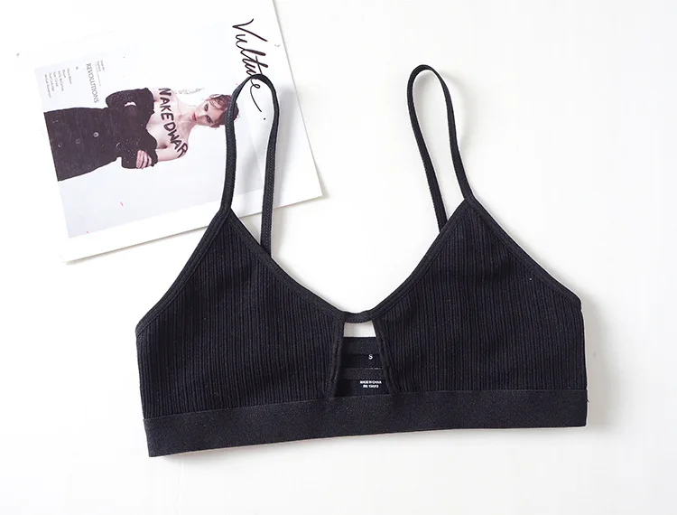 
Ladies Seamless Bralette Top Unpadded Pullover Sports Bra Spaghetti Straps Comfy Underwear 