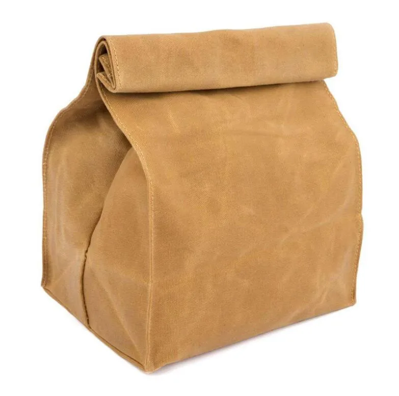 Hot sell waterproof 16OZ Waxed Canvas Reusable Lunch Bag