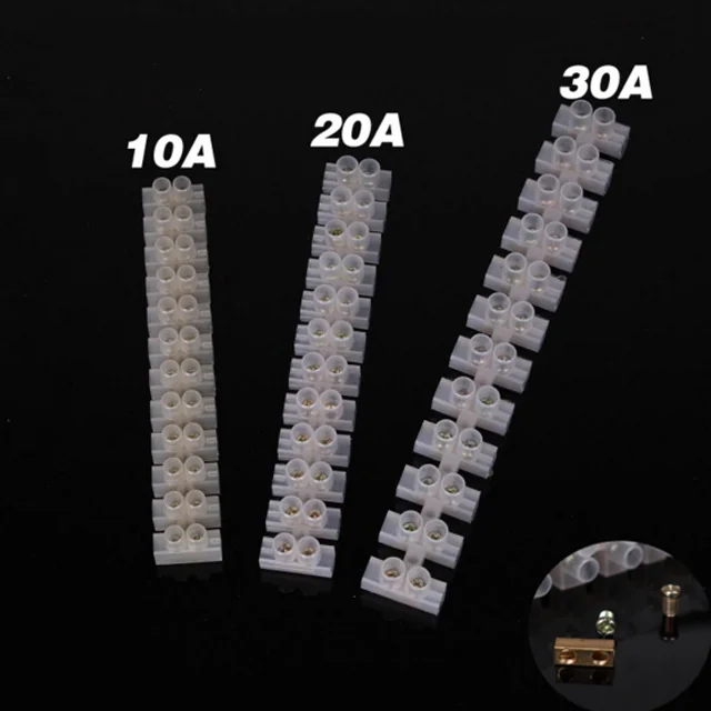 Заводская прямая продажа, Клеммная колодка, 12 полюсов, 3/6/10/15/30/60/100A PE/PP/PA, упаковка из 10 шт.