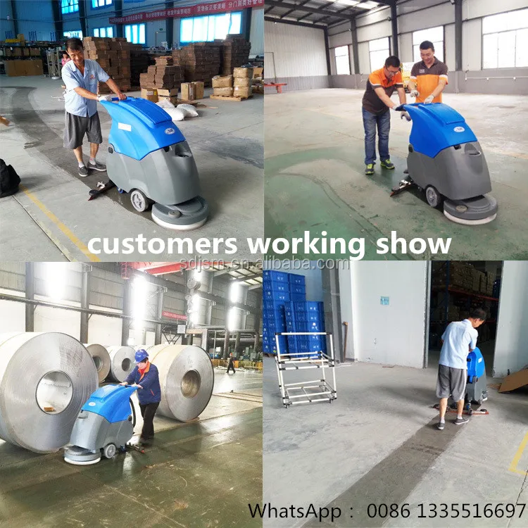 hand-push floor cleaning scrubber washing machine for supermarket