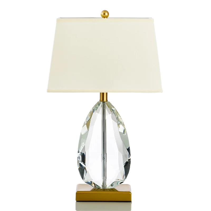 modern american simple heart-shaped waterdrop K9 crystal table lamp for bedroom reading bedside lamp