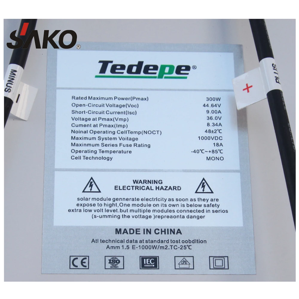 320W SAKO Mono stalline Solar Panel black frame 100% Capacityl,Solar Cell high quality Cheap price 5 years warranty