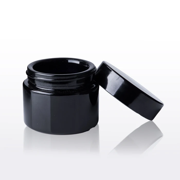 Uv glass jar Dark violet black straight side cosmetic cream bottle jar flat screw lid glass wide mouth open 50g 100g 200g 250g