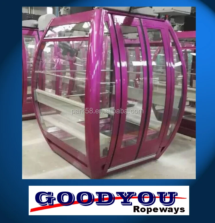 2-10persons High grade aluminum alloy ropeway and ferris wheel cabins for sale manufacturers