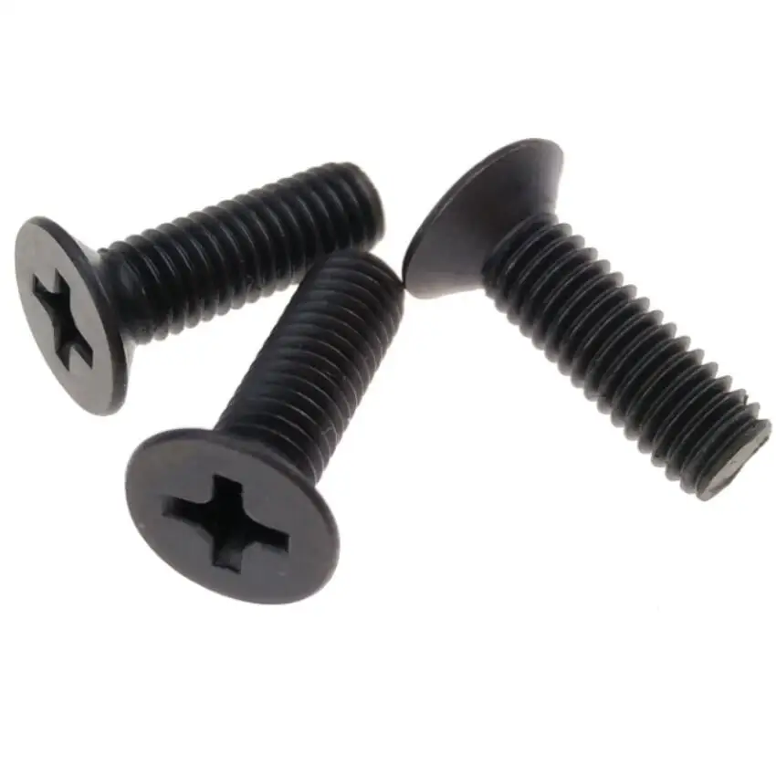 Black Flat Head Screws Cross Machine M4 DIN 965 Fastener