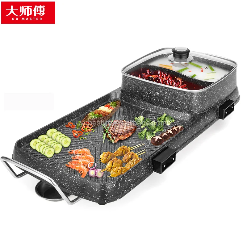 
electric rectangular griddle with hot pot 