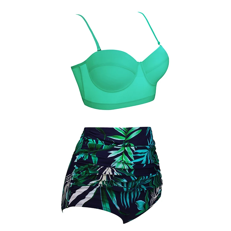 
Womens Sexy High Waisted Floral Tropical Style Bikini Swimwear 