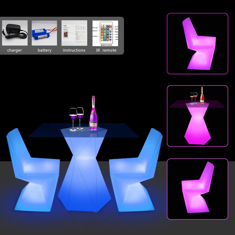 Outdoor furniture glowing bar table,led garden furniture table chair
