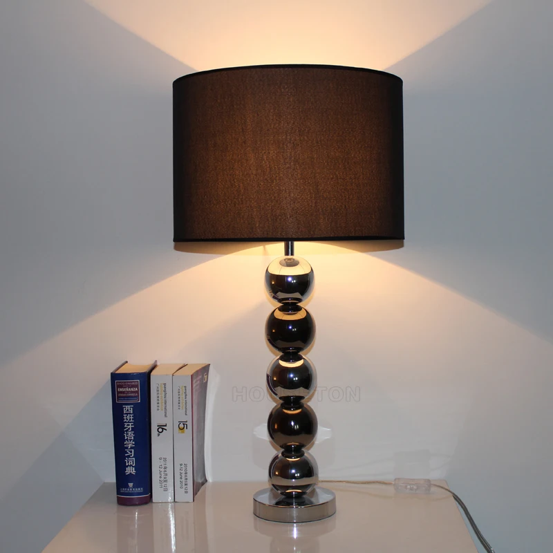 Best selling home stainless iron black fabric shade reading table lamp