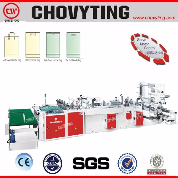 CW-800ZD fully automatic multi functional pe side sealing soft loop shopping handle bag making machine
