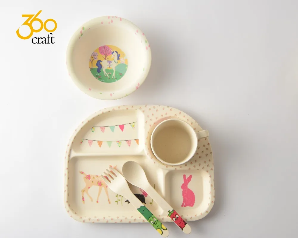 High productivity customer design bamboo cup/dishes/plate dinnerset for kids