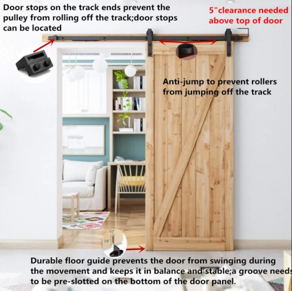 America style wooden sliding barn door hardware / Black carbon steel Sliding Barn Door Hardware