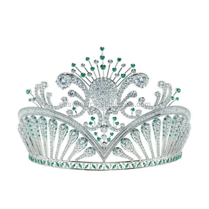 MISS TEEN USA Crown Green Stone tiara Pageant Bridal Hair Accessories