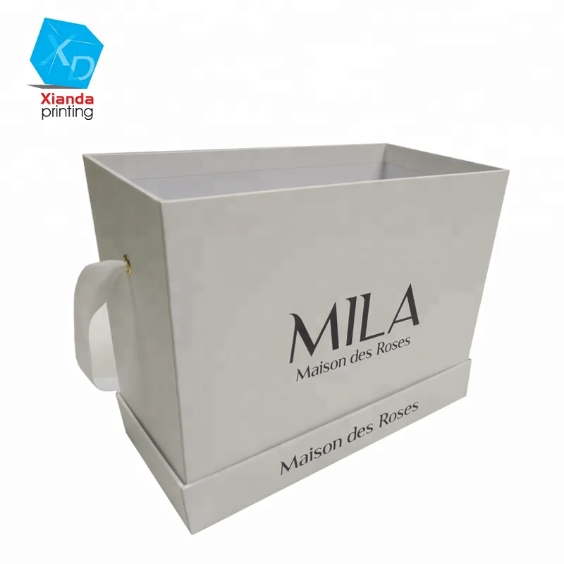 High end custom cardboard square set flower gift box for rose bouquet delivery