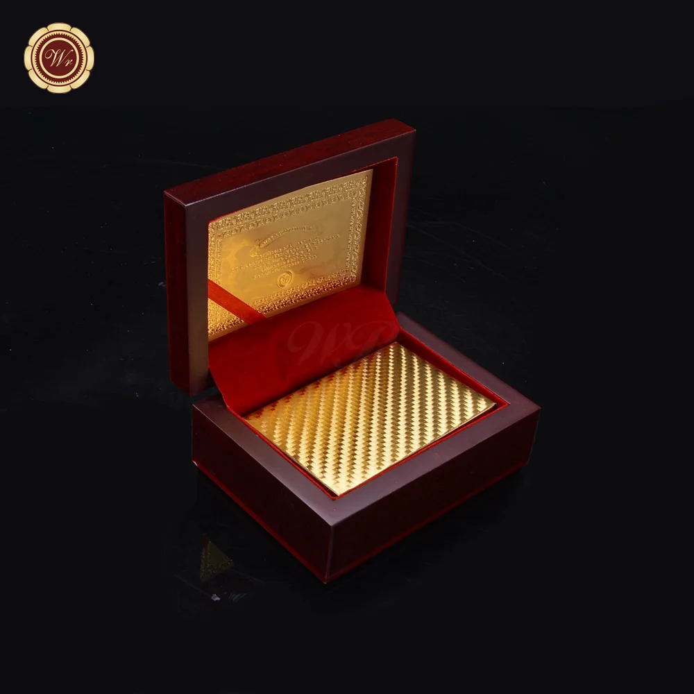 2021 latest Supply English Certificate and red Box Mosaics Gold Foil Poker Plated Gold Cards