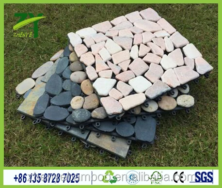 Interlocking Stone Deck Tiles Origin from China, Cheap rate deck tiles pebble stone materials, floor tiles square stone tiles