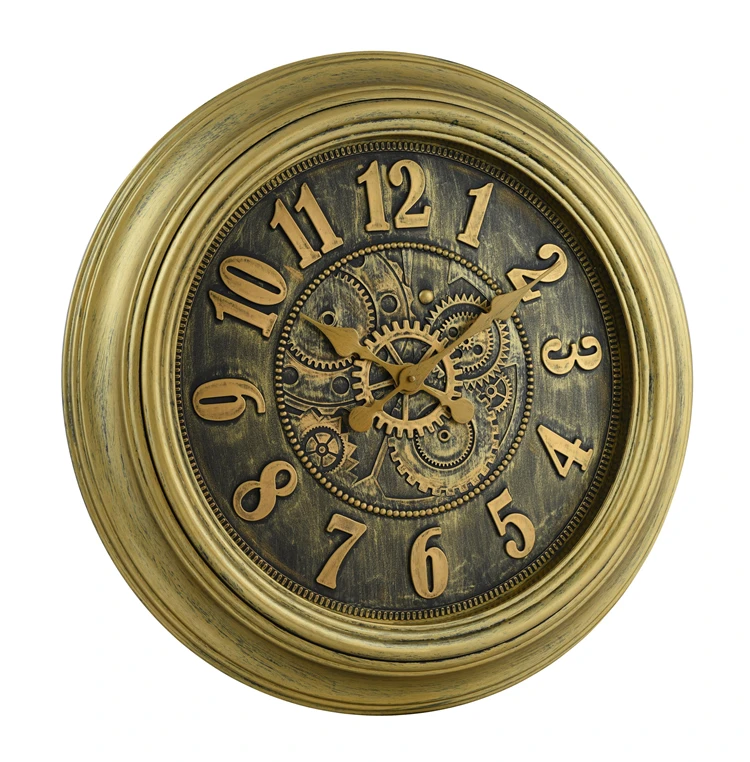 
Bar Hotel 24 inch oversize clock manufacturer oem antique promotional plastic quartz wall unique Retro decorated gear wall clock 