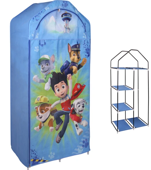WUHUAN Diy Portable Folding Cartoon Clothes Closet Non woven Fabric Storage Wardrobe for Kids