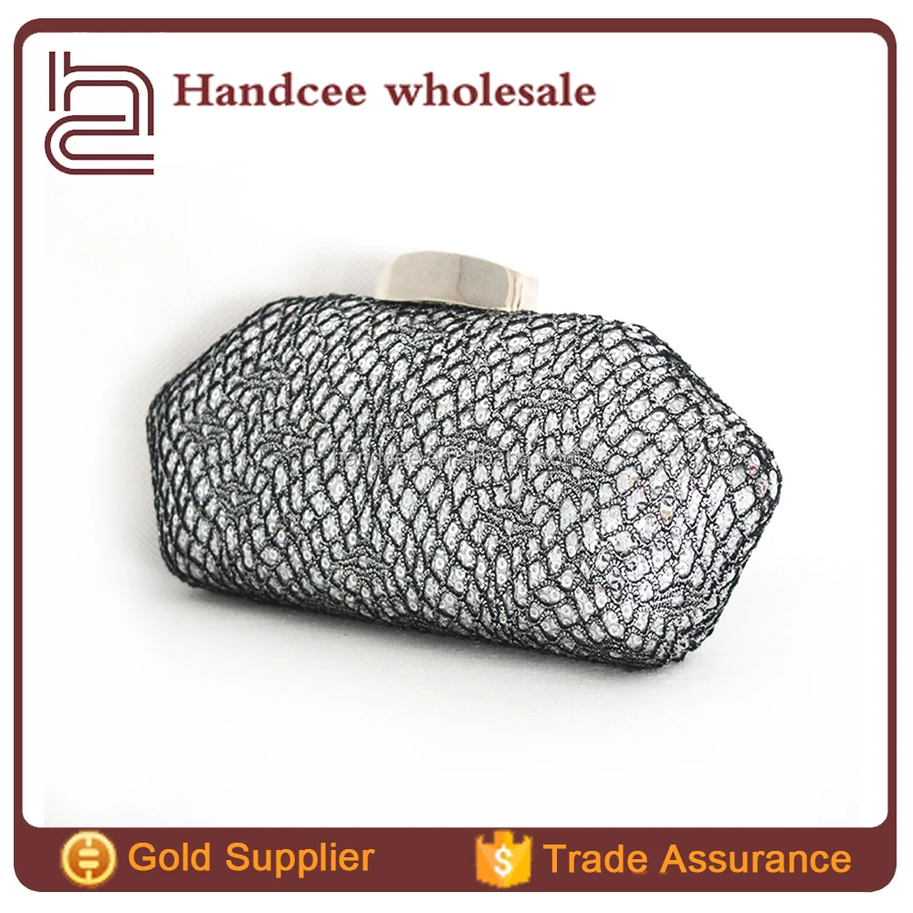 Exquisite Design Low Price Lace and Sequins Red Suede Clutch Wallet