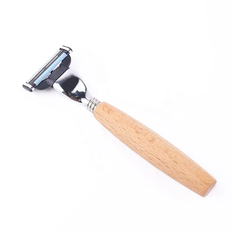 New style triple blade razor wooden handle 3 blade bamboo razor