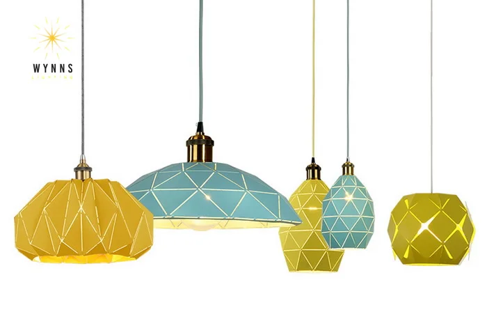 Macaron Modern Chandelier Ceiling Light Colorful LED Pendant Lighting Simple Suspension Large Iron Lamp Bar Low Price