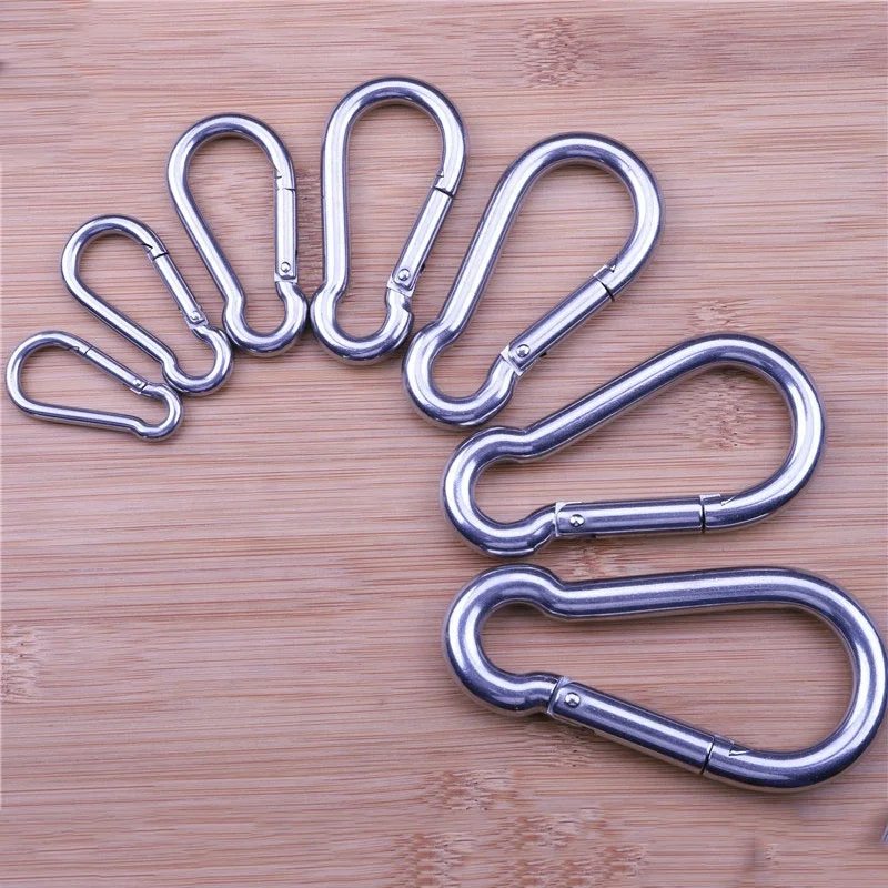 M4 4CM Silver Stainless Steel 304 Clip Keychain Spring Snap Hook