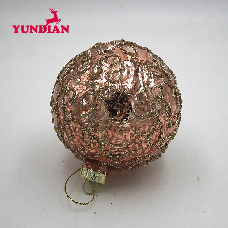 Factory Wholesale Hand Blown Holiday Decorative Round Beautiful Hanging Baubles Glass Christmas Tree Ball Ornaments