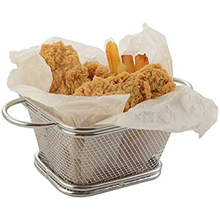 
Fryer Basket Food - grade Stainless Steel Mini French Fries Basket Kitchen Cooking Tool Food Presentation Tableware 