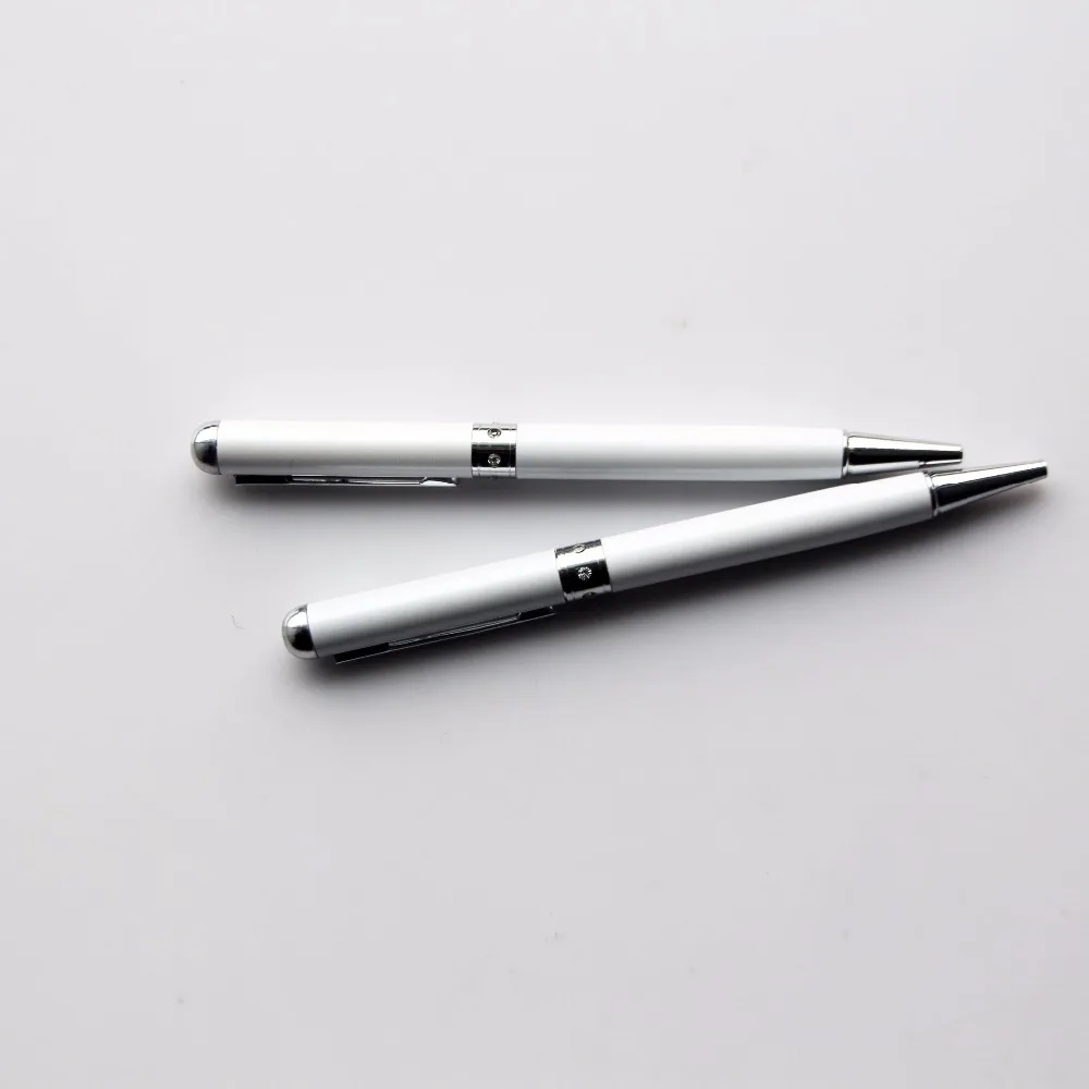 Fancy white pen Ballpoint Pen With Laser Pointer Light Pen uv led torch light