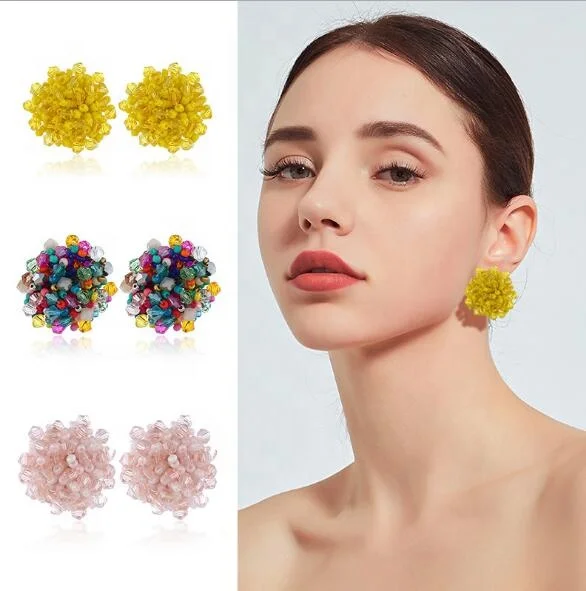 Fashion Seed Bead Earrings , Crystal Miyuki Beaded Earrings , Beaded Earrings