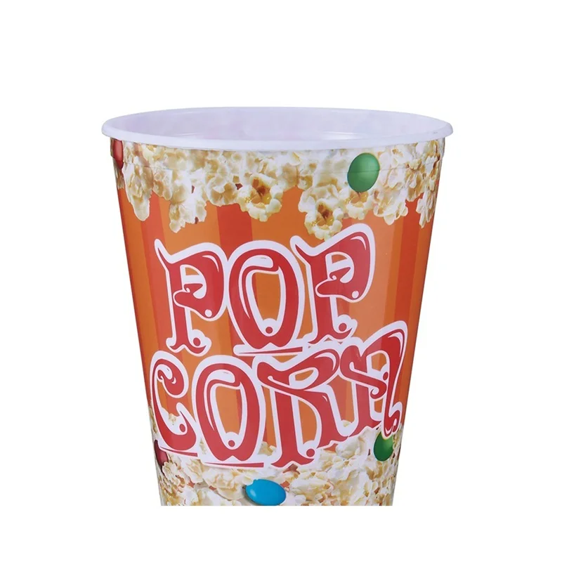 Custom Plastic Popcorn Buckets Manufacturer Amazon Hot Selling Custom Printing Single Wall Disposable Popcorn Bucket With Lid