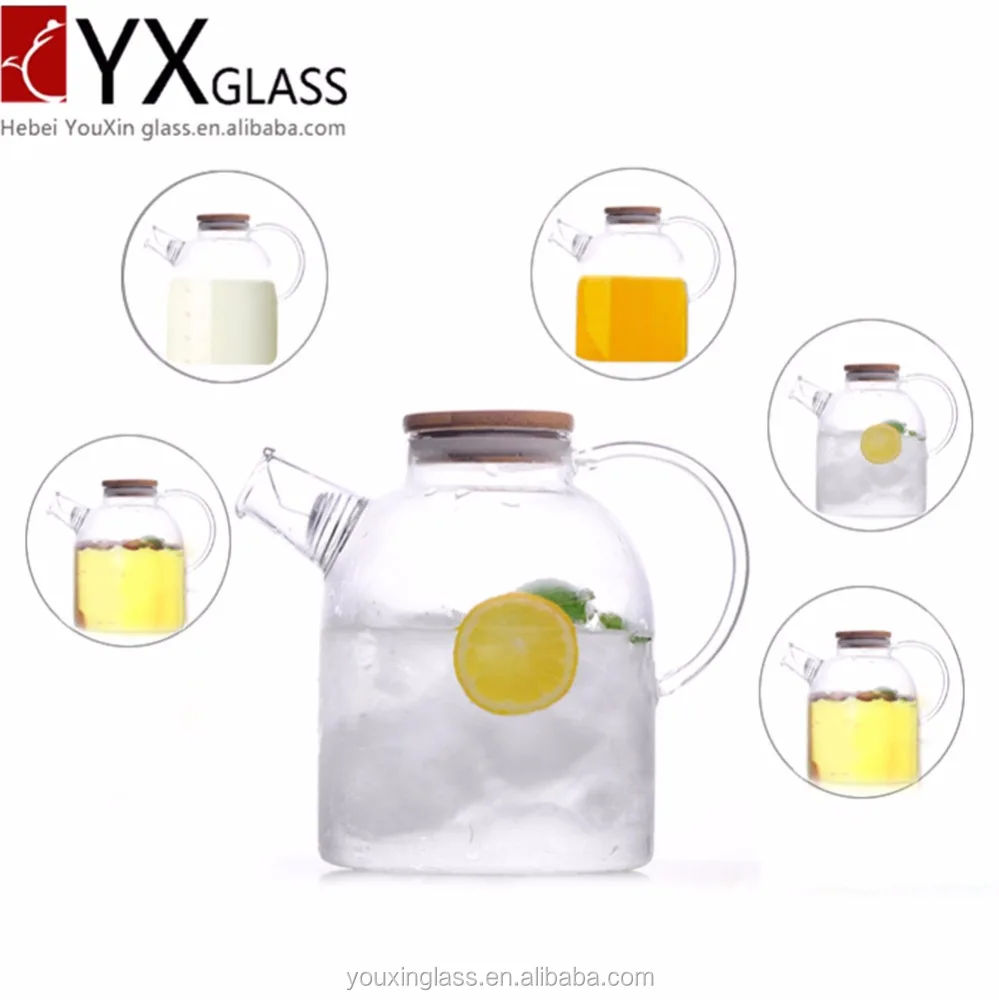 Hot-sale glass cold brew cold water jug with wooden lid/fruit juice cold water pot carefe/cold water glass jar pitcher