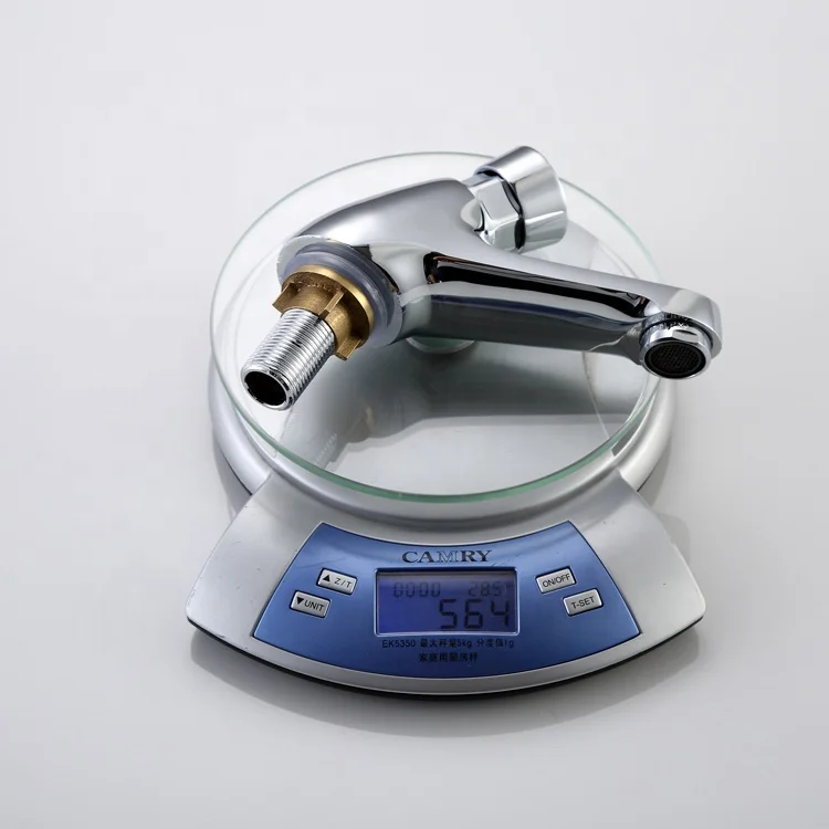 Brass self closing time delay push button basin faucet