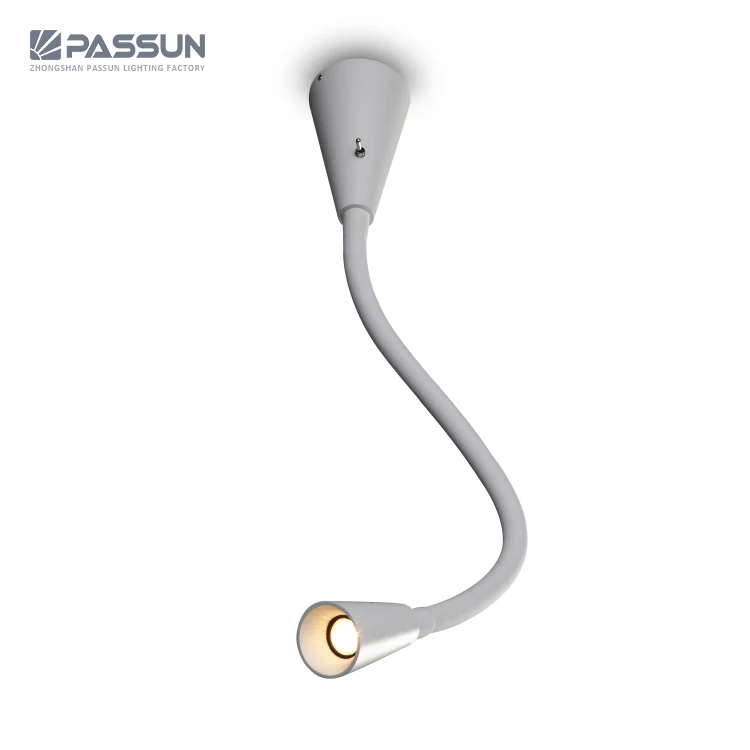 2018 new 3w led hotel bed gooseneck reading light bedside wall lamp