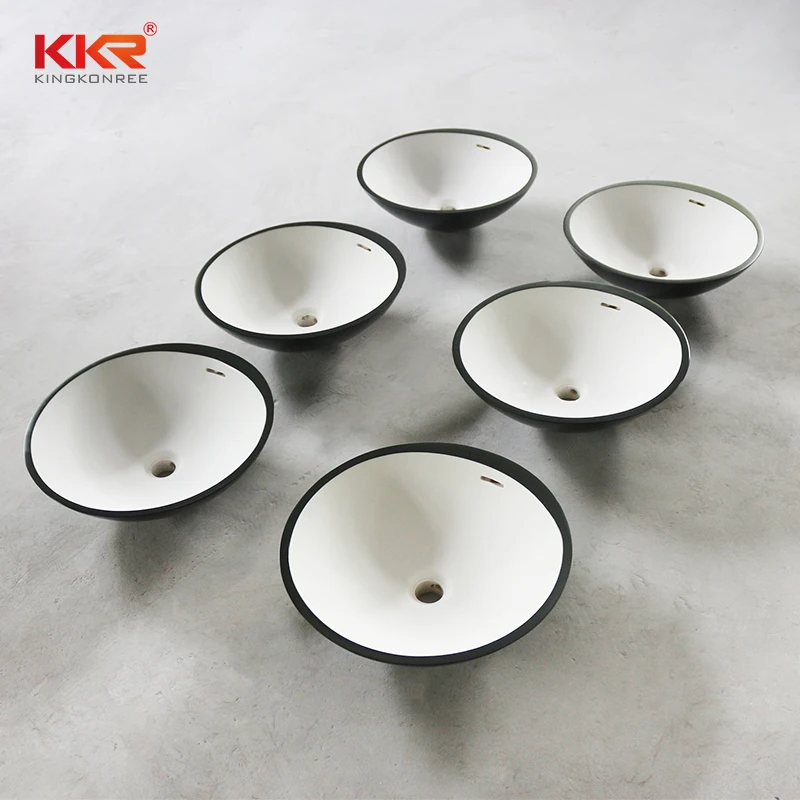 Factory manufactured small size square and round wash basin solid surface sink artificial stone bathroom sink