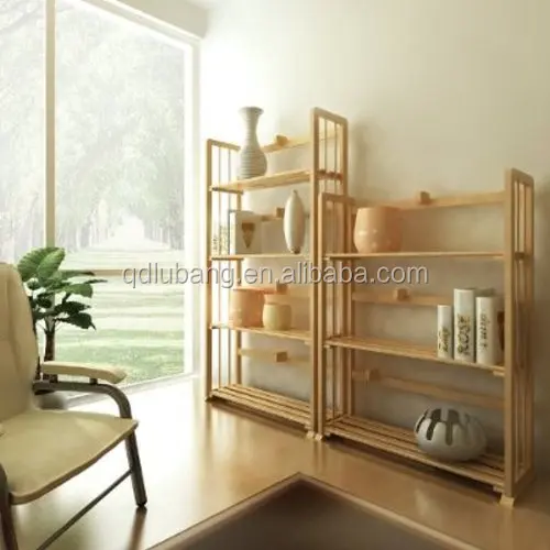 Simple Stylish Design Natural Pine Solid Wood 3-Tier Bookshelf