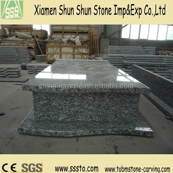 high polished sea weave white granite monument