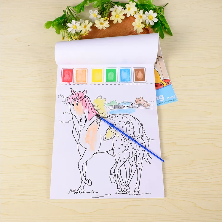 DIY альбом для рисования акварелью с 6 пигментными цветами