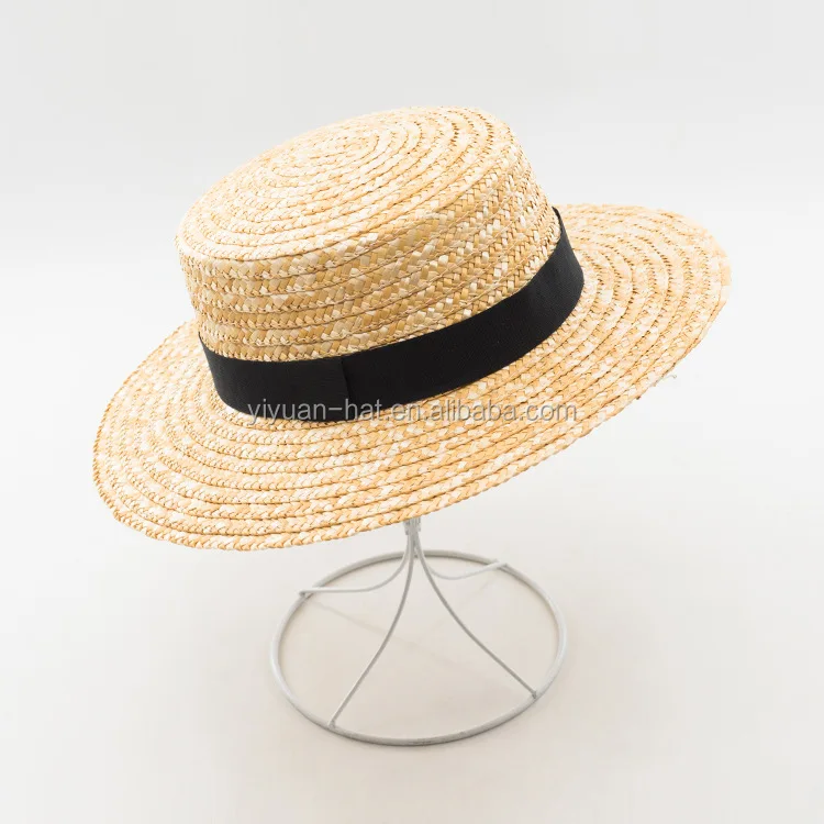 
2020 new style summer fashion wheat straw hat straw boater hat with black band 