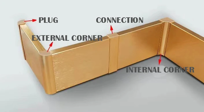 Home Decorating Accessories Aluminium Skirting Profile For Wall Baseboard Corner Covers Cable Channel